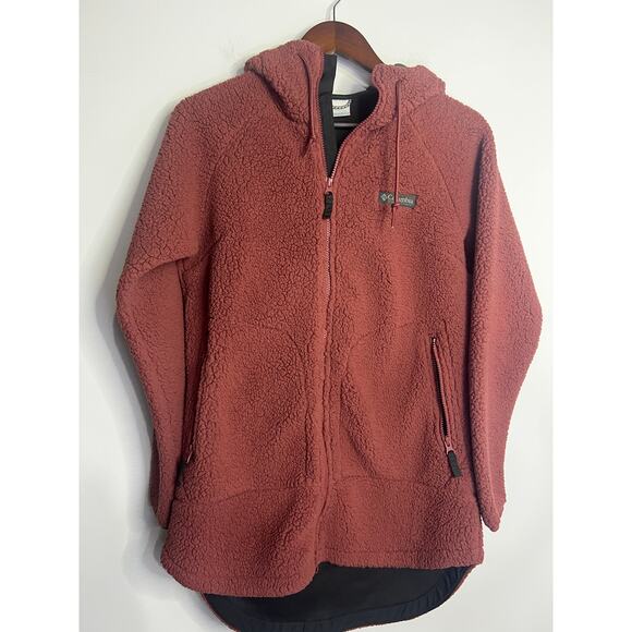 Columbia CSC Sherpa Fleece Hooded Jacket Size Medium in Beetroot - Picture 1 of 6
